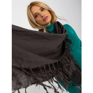 Lady's dark gray scarf with fringe