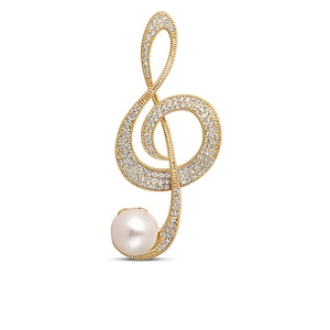 JwL Luxury Pearls Trblietavá perlová brošňa husľový kľúč 2v1 JL0702