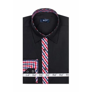 Čierna pánska elegantná košeľa s dlhými rukávmi BOLF 6867