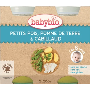 2x BABYBIO Menu hrášek a brambory s islandskou treskou (200 g)