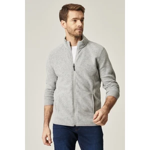 AC&Co / Altınyıldız Classics Men's Gray Anti-pilling Non-Pilling Standard Fit Normal Cut Stand Collar Sweatshirt Fleece Jacket