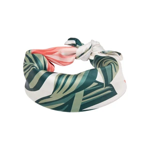 Large satin scarf with green floral pattern