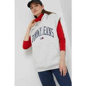 Light Grey Women's Oversize Hoodie Tommy Jeans Collegiat - Women