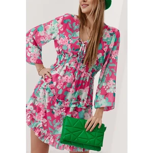 Airy, pink and green chiffon dress
