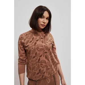 Long sleeved blouse with floral pattern - beige