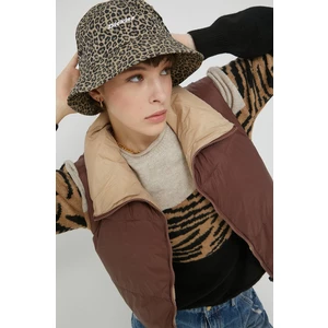 Brown-Beige Quilted Double-Sided Short Vest Noisy May Ales - Women