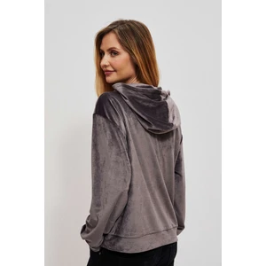 Velour hoodie - gray