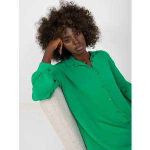 Světle zelené asymetrické košilové šaty s límečkem