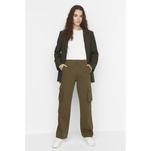 Trendyol Khaki Cargo Pocket High Waist 90's Wide Leg Jeans