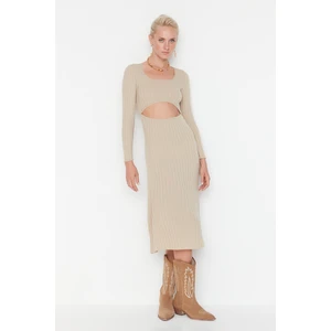 Trendyol Beige Cut Out Detailed Knitwear Dress