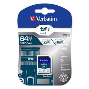 Verbatim paměťová karta Secure Digital Card Pro U3, 64GB, SDXC, 47022, UHS-I U3 (Class 10), V30