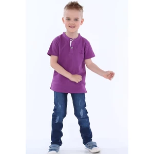 Boys' purple button shirt