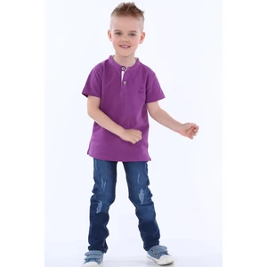 Boys' purple button shirt