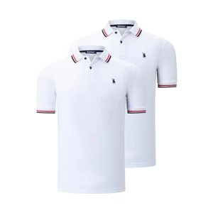 DUO SET T8594 DEWBERRY MENS T-SHIRT-WHITE-WHITE