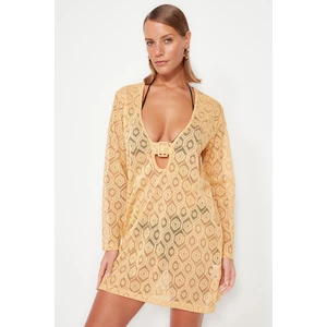 Trendyol Camel Mini Woven Beach Dress with Accessories
