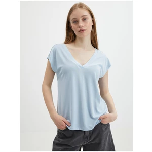 Světle modré dámské basic tričko ONLY Free - Dámské