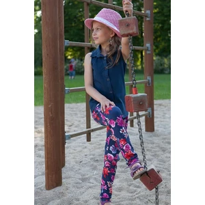 Girls' trousers with dark blue flowers