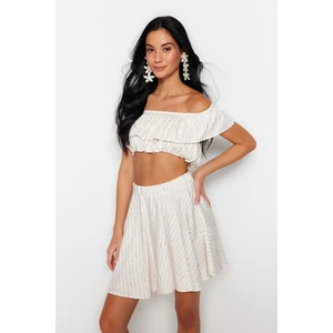 Trendyol Weave Ecru Ruffle Blouse and Skirt Set