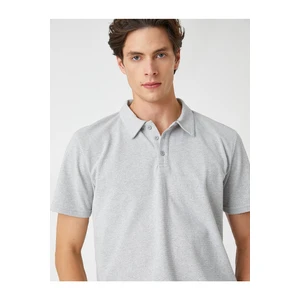 Koton Basic T-Shirt Polo Neck Buttoned Short Sleeves