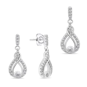 Brilio Silver Půvabný stříbrný set šperků se zirkony SET223W (náušnice, přívěsek)