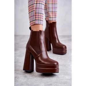 Women's Leather Boots with Solid Heels Jones Brown