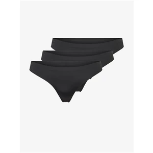 Set of three women's thongs in black ONLY Tracy - Ladies