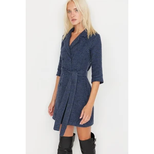 Trendyol Blue Belted Jacket Dress