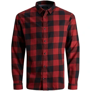 Jack&Jones Pánska košeľa JJEGINGHAM Slim Fit 12181602 Brick Red XL