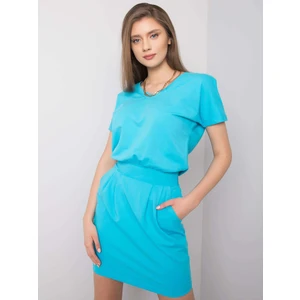 RUE PARIS Blue dress with a belt