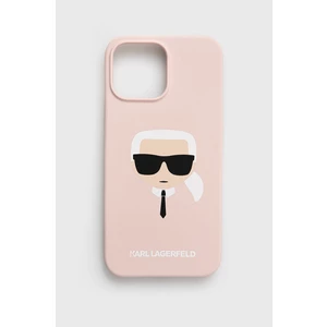 Zadní kryt Karl Lagerfeld Liquid Silicone Karl Head KLHCP13XSLKHP pro Apple iPhone 13 Pro Max, růžová