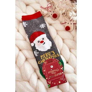 Children's socks "Merry Christmas" Nicholas gray-green