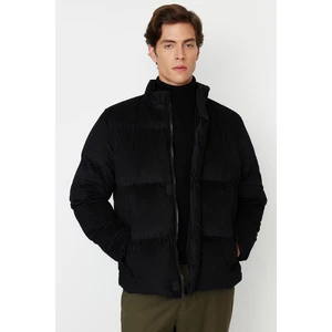 Trendyol Black Men's Stand Up Collar Corduroy Corduroy Down Jacket