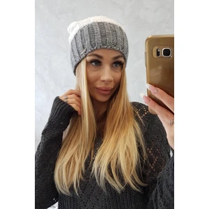 Beanie with fleece Paris K212 white+grey