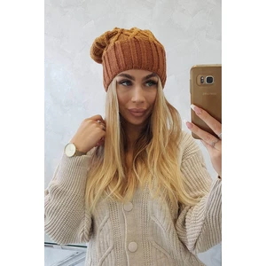 Beanie with fleece Milano K203 mustard melange + brown