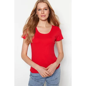 Trendyol Red 100% Cotton Fitted Basic Crew Neck Knitted T-Shirt