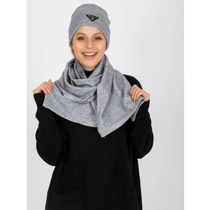 Grey winter set with scarf and cap