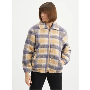 ONeill Grey-Orange Fleece Checkered Zipper Hoodie O'Neill Check - Women