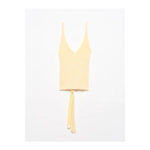 Dilvin 1055 Strap Tied Waist Knitwear Singlet-yellow