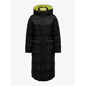 Černý dámský prošívaný zimní kabát s kapucí ONLY Puk - Dámské