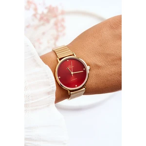 Women's waterproof watch on Giorgio&Dario bracelet Gold-Red