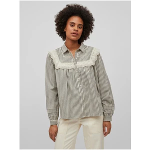 White-grey Ladies Striped Blouse VILA Shenas - Ladies