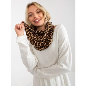 Dark beige women's scarf with animal pattern
