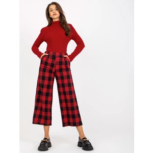 Black and Red Wide Checkered Culotte Pants