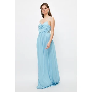 Trendyol Light Blue Collar Detailed Evening Dress & Graduation Dress