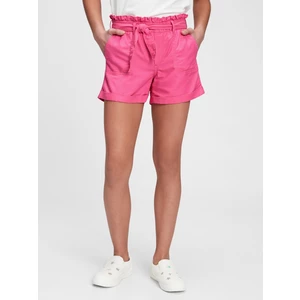 Růžové holčičí dětské kraťasy high-rise paperbag waist shorts GAP