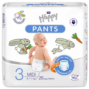 BELLA HAPPY Pants Midi dětské plenkové kalhotky (6-11 kg) 26 ks