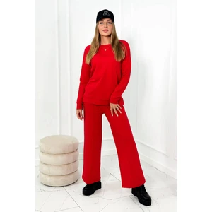 Cotton set Sweatshirt + Trousers with wide legs red