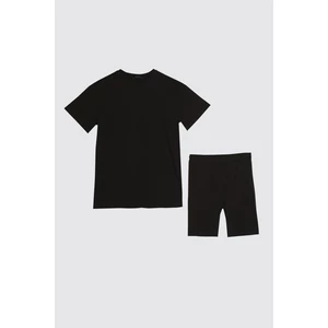 Trendyol Black Biker Tights - Boyfriend Tshirt Knitted Pyjamas Set