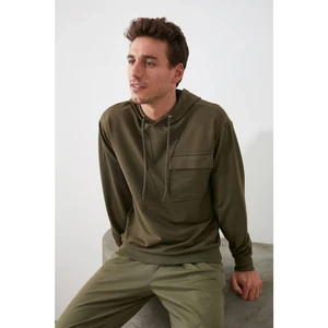 Trendyol Khaki Men's Hoodie Regular Pocket Detailed Sweatshirt