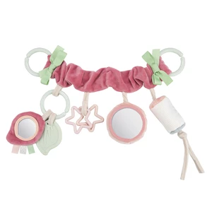 Canpol Babies Závěsná plyšová hračka s rolničkou a zrcátkem Pastel Friends - růžová